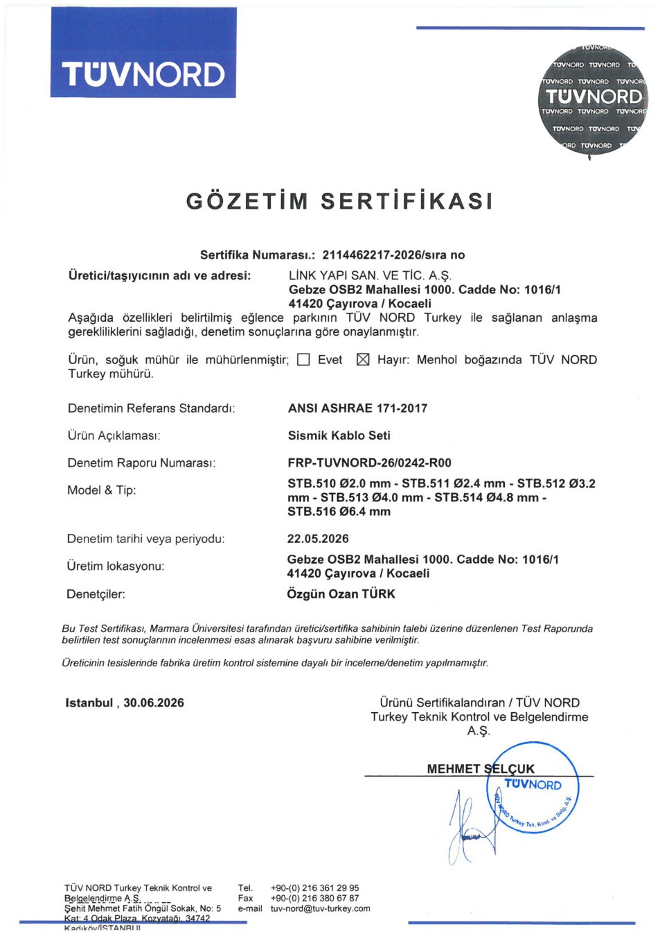 TÜV Halat Setleri